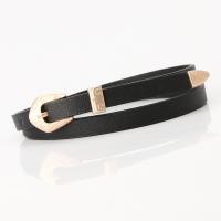 China Woman Waist Black Skinny Leather Belt 1.1cm Designer PU Strap on sale