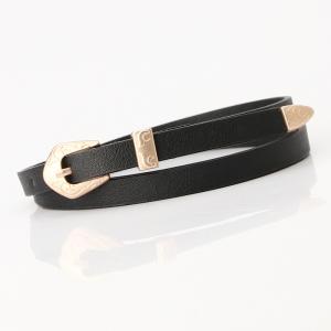 Woman Waist Black Skinny Leather Belt 1.1cm Designer PU Strap