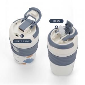New Design Cute Blue Custom Logo Vacuum Insulated Coffee Mugs Stainless Steel Coffee Mug Cup with Lid