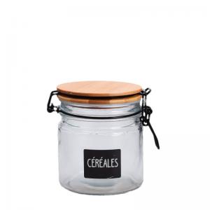 China 16OZ Wide Mouth Glass Food Storage Jars With Wooden Lids Silicone Gaskets supplier