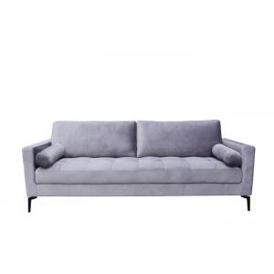 Three seater fabric sofa pure sponge padded polyester fiber filled back cushions velvet grey