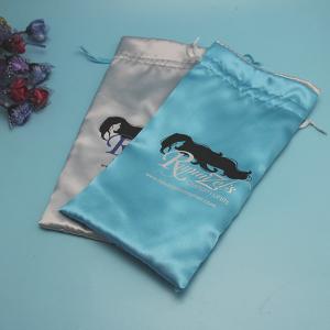 Luxury Silk Satin Hair Extension Packaging Bags , Personalized Satin Organza Bags