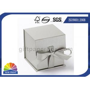 Rigid Cardboard Hinged Lid Gift Box , Logo Printed Jewelry Gift Box With Ribbon Closure