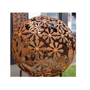 Modern 100cm Dia Corten Steel Ball Sculpture For Garden Decor
