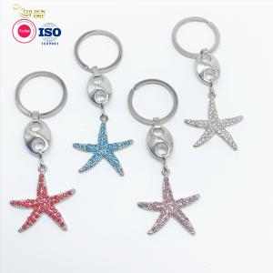 Hot sale Creative Diamond  Keychain Sea Series  Exquisite Fashion Zinc Alloy Rhinestone Keyholder sea star crystal key Chain