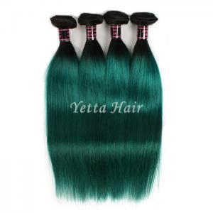 China Dark Roots Green Ombre Human Hair Extensions /  Brazilian Hair Weave supplier