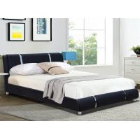 China Adjustable Headboard Queen Size Platform Bed Frame Black Faux Leather Upholstery Bed on sale