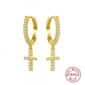 Fashion Cross Hoop Earrings Ear Gold Plated Punk Jewelry Hip Hop Cross Earrings For Men Women