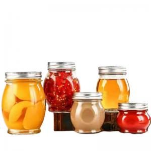 China Food Container Clear Glass Honey Jar With Metal Cover BPA Free Reusable supplier
