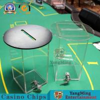 China Poker Table Playing Cards Acrylic Drop Box Black Round Bottom With Metal Lock on sale