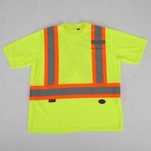 Breathable Reflective Safety Shirts Crew Neck Fluorescent Yellow