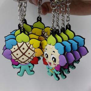 Colorful Flower Shape PVC Toy Keychain Key Holder With High Quality Metal Chain, Double-sided Embossed Logo