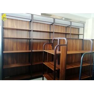 Fashionable Industrial Wood And Metal Bookcase / Wood Metal Bookshelf Display