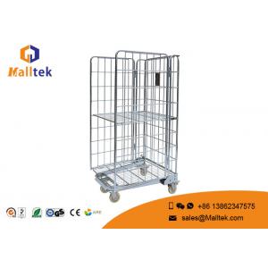 China 4 Side Cargo Steel Wire Mesh Container Roll Cage Trolley For Storage Use supplier