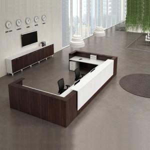 China Salon Front Office Reception Desk Modern Style With Melamine Panel supplier