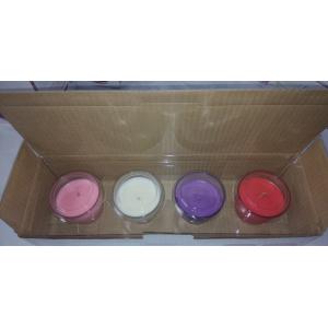 100% soy wax glass  candle with high fragrance rate,4 colors assorted in printed gift box