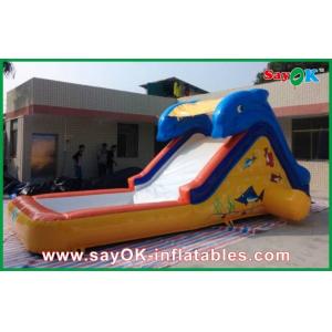 Inflatable Slip N Slide Ocean Blue Inflatable Bouncer Slide With Pool Shark Theme 0.55mm PVC