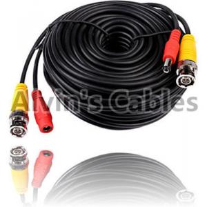 China 20 Meters BNC Coaxial Cable DC Power Cable Black Color For CCTV Camera DVRs supplier