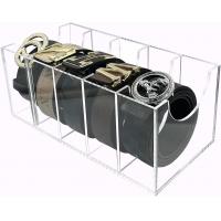 China Custom Acrylic Belt Organizer 5 Compartments Belt Storage Box Holder Clear Closet Tie Belt Display Case on sale