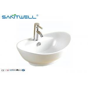 Bathroom Oval Ceramic Basin Ceramic Hand Wash Basin Self Cleaning Glaze 590 * 390 * 215mm