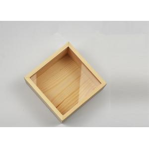 China Small Brown Handmade Wooden Boxes , Bamboo Wood Box With Clear Sliding Lid supplier