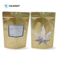 Gold Foil Spice Edible Packing Mylar Ziplock Bags 3.5g Stand Up Pouch With Window