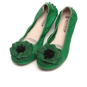 big yard shoes 30 to 43 size green genuine leather shoes foldable ballet shoes women flat shoes kidskin designer shoes