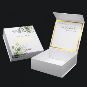 China Custom Wedding Favour Invitations Bridal Bridesmaid Groomsmen Proposal Boxes Folding Magnetic Gift Box White Gold supplier