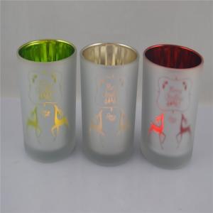 glass cylinder candle holder with patterns,Electroplate Christmas candle glass