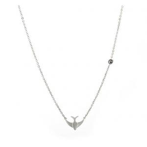 China Fashion Jewelry Stainless Steel Bird Shaped Women Necklace Silver color Chain Necklace supplier