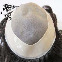 China Men's Toupee Hair Pieces With Pu Coated All Around Perimeter And Folded Lace Edge on sale