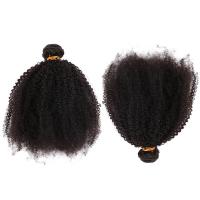 China Afro Kinky Curly Hair Brazilian Virgin Human Hair Bundles Natural Black Color No Tangle on sale