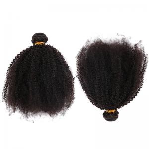 China Afro Kinky Curly Hair Brazilian Virgin Human Hair Bundles Natural Black Color No Tangle supplier
