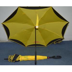 China Lightweight Yellow Vented Golf Umbrella Fibreglass Frame Plastic Cap / Tips supplier