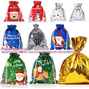 Reusable Xmas Present Fast Wrapping Foil Bags With Gift Tags, Assorted Size Gift Bags Birthday Goody Holiday Treat