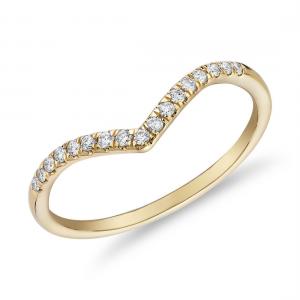 Diamond Chevron Stackable Heart Sytle Fashion Ring in 9K Yellow Gold