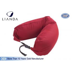 China Promotional Gift Red Memory Foam Pillows For Car / Train , Microbeads Material supplier