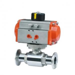 Stainless Steel 304 Tri Clamp Connection Sanitary Food Safe Pneumatic Actuator Ball Valve