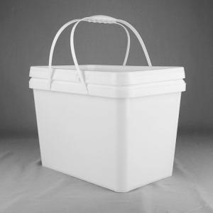 China Food Grade 20kg Rectangular Plastic Packaging Drum With Lid And Dual Handles supplier