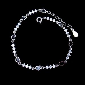 China Heart 925 Sterling Silver Cuff Bracelet / OEM Bracelet Extension Chain supplier