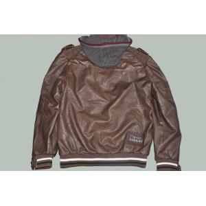 China Plus Size, Big and Tall, Coffee and Fashion Western Casual Mens Leather Jacket with Hood supplier