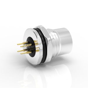 Industrial Grade M8 Female Back Mount Socket Right Angle IP67 with Solder Screw M12*1 for PCB 2P 3P 4P 4P Contacts Brass Copper