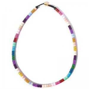 China Alloy Geometric Enamel Bead Necklace , Bead Choker Necklace For Woman supplier