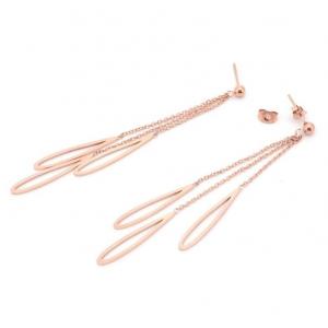 Water Droplets Dangle Earring, Rose Gold Stainless Steel Fashion Jewelry for Women
