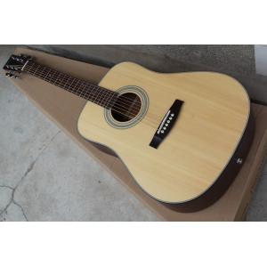 Factory custom 41 inch 20 frets 18 natural wood color acoustic guitar with solid top mahogany back