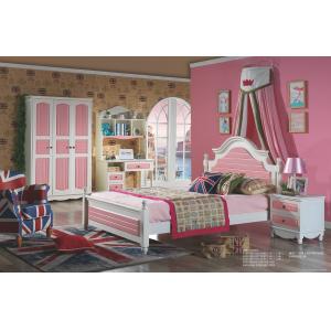 luxury solid wood teenager pink bed room set wooden bed with storage