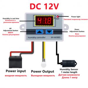 XH-W3005 Digital Humidity Controller DC 12V 24V 220V 10A 0~99%RH