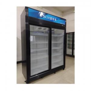 Custom Double Sliding Door Display Fridge Freezer Adjustable Wire Shelves