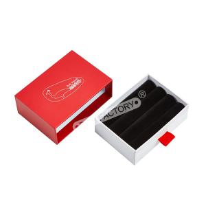 China Luxury Perfume Red Drawer Box With Handle EVA Insert And Foil Logo For Gift Box wholesale