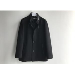 China Winter Mens Medium Trench Coat Black Cashmere Trend Outwear Welt Pockets supplier